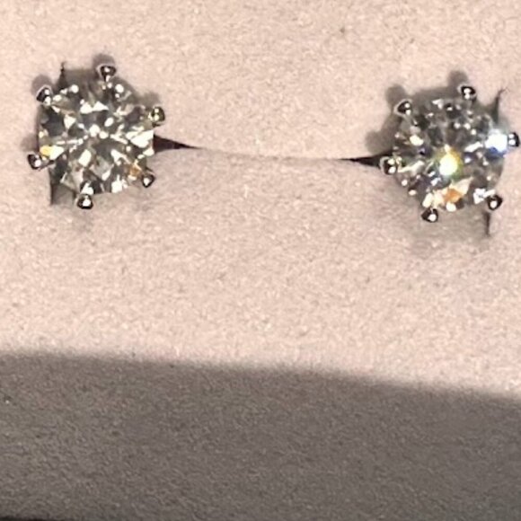 Moissanite 0.5 CT Round Stud Earrings 6 Prong Sterling Silver 925 Stamped NWT - Picture 13 of 14